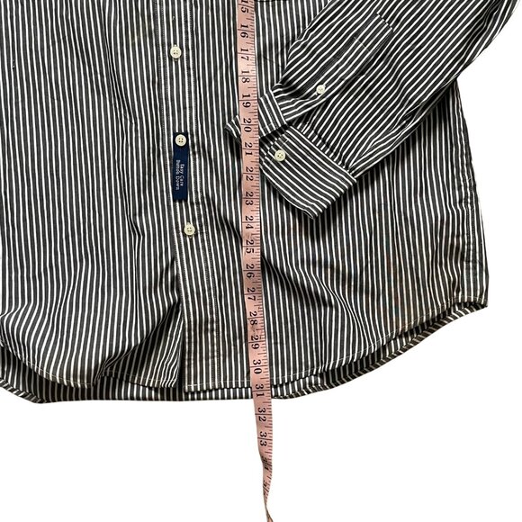 Chaps Mens Gray/White Striped Easy Care Button-Up Shirt L - Picture 6 of 9
